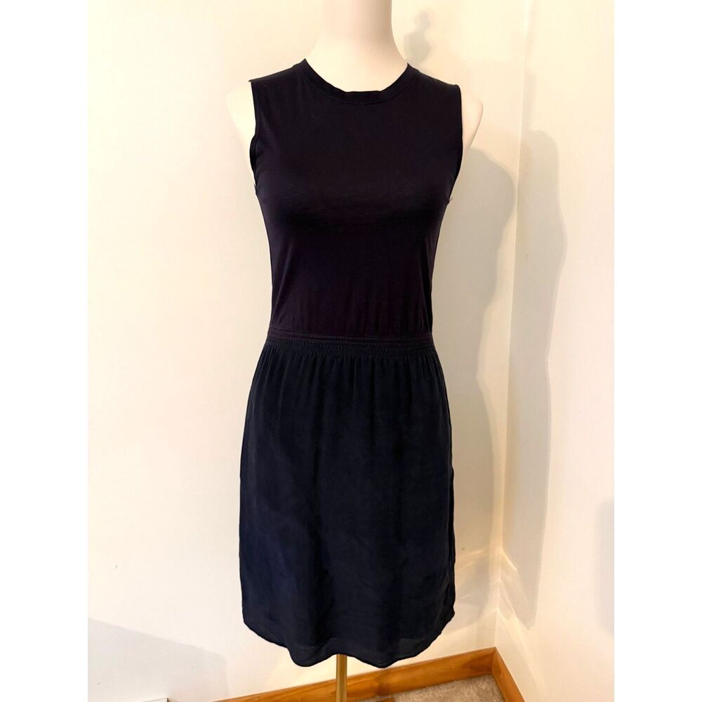 Aritzia Babaton Sumi Dress XS Navy Silk Skirt Sleeveless Mini Dress